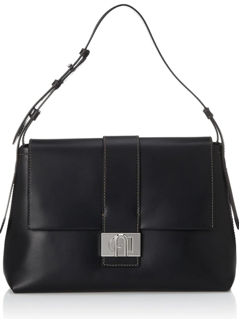Furla Charlie Black Leather Medium Shoulder Bag